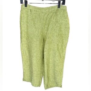 Flax Green Linen Capri Pants Size M | Lightweight Relaxed Pants